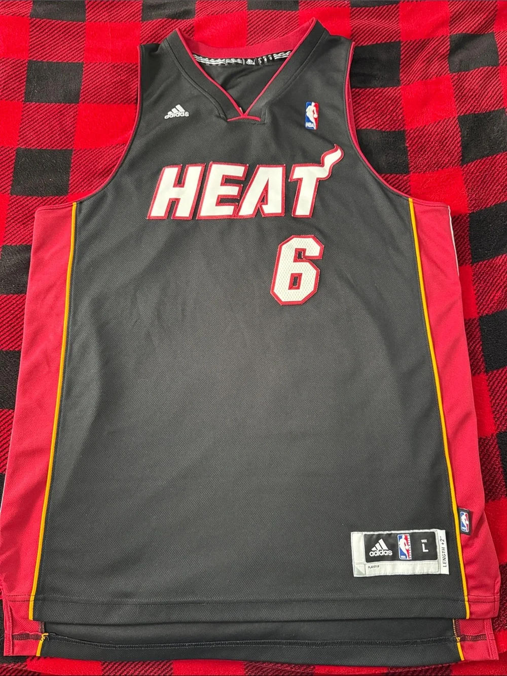 VINTAGE Miami Heat #6 LeBron James NBA Adidas Swingman Home Jersey